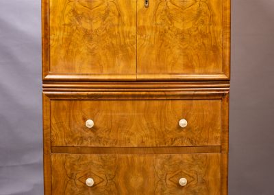1930s Art Nouveau walnut tallboy