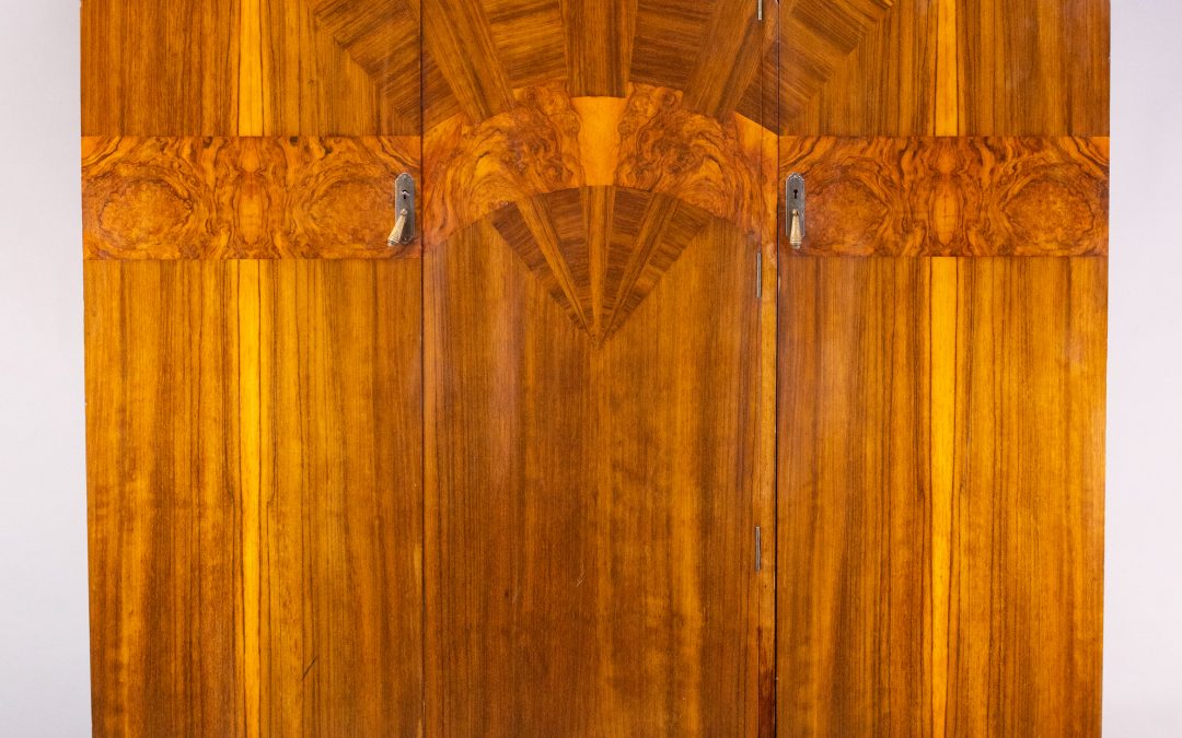 English walnut Art Deco wardrobe 1930s