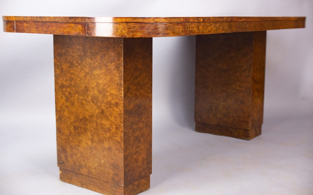 English Art Deco burr maple table 1930s