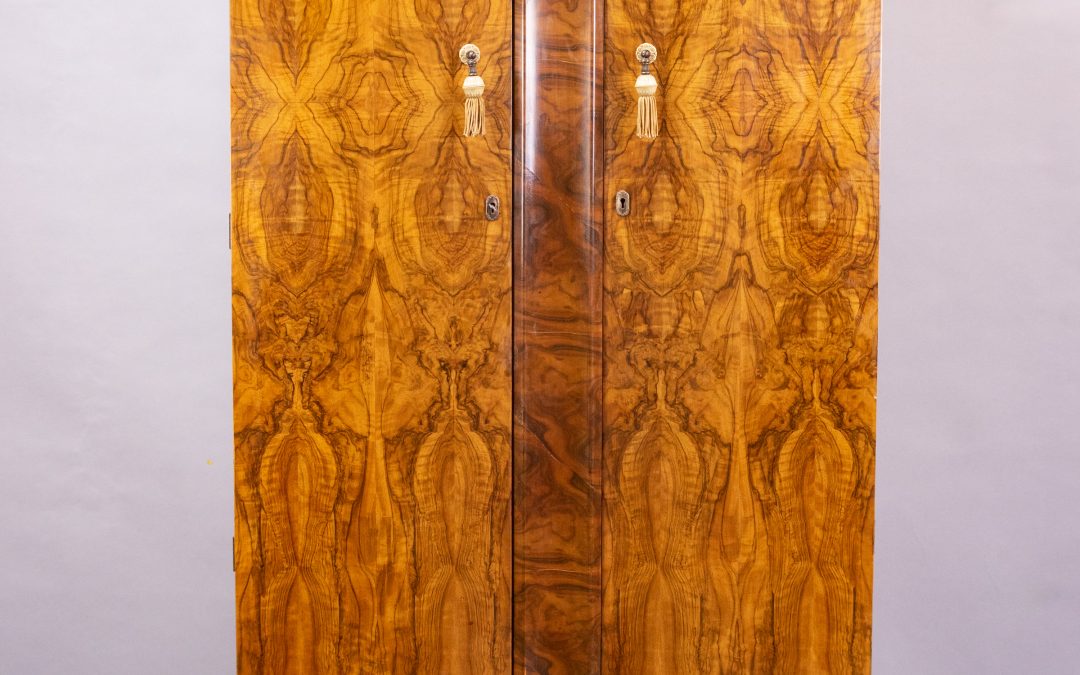 Art Deco walnut wardrobe Shrager 1940s