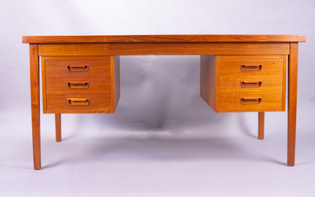 Danish teak desk by Tibergaard 1960s