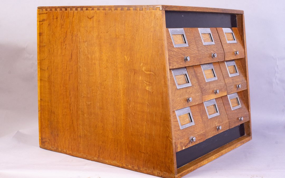 Library card index drawers 1950s